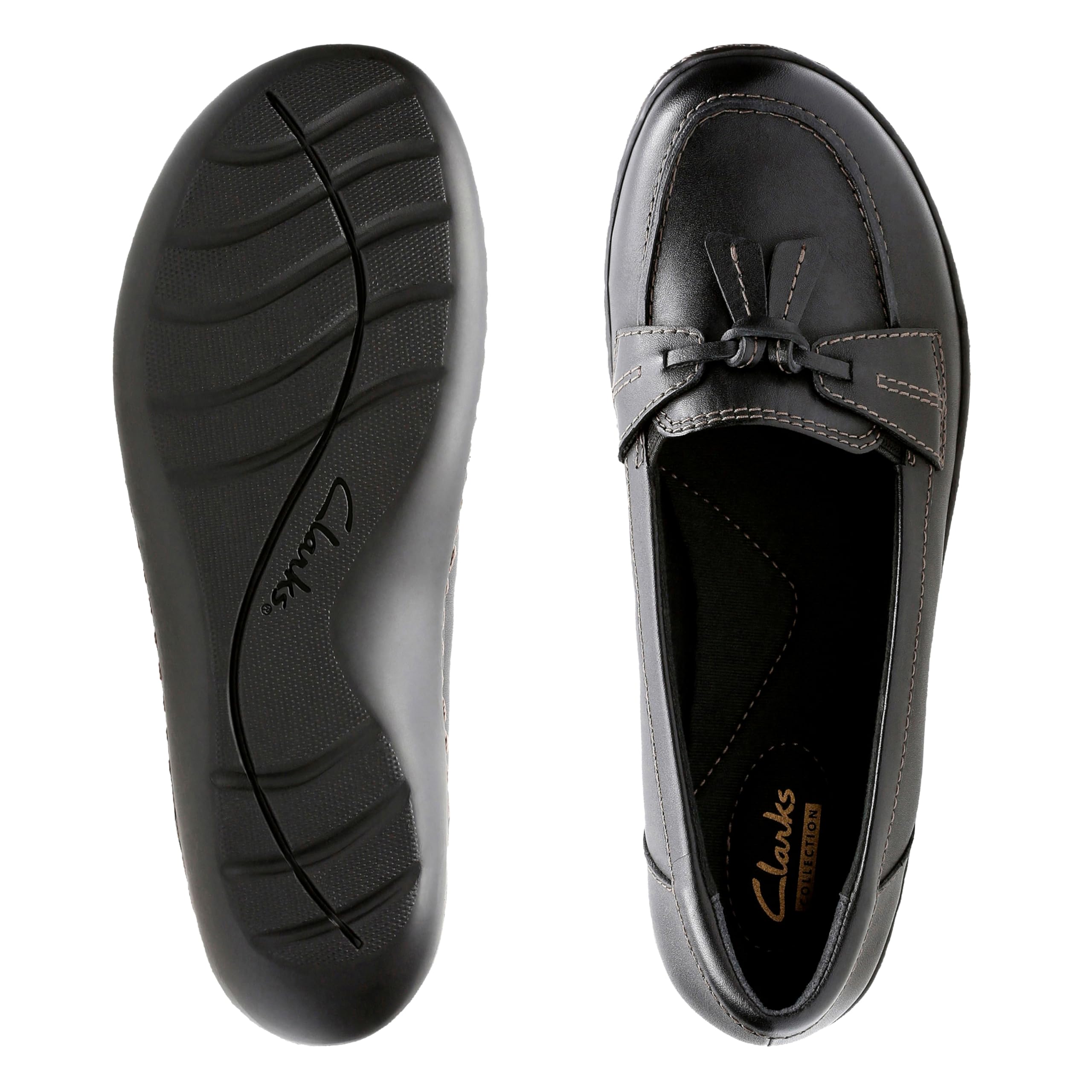 Clarks Damen Ashland Bubble Slipper, Schwarzes Leder, 42.5 EU – Ansicht 5