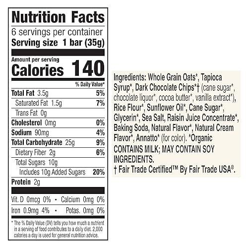 Miniatura 10 de Cascadian Farm Barras de granola masticables con chispas de chocolate orgánicas 74 onzas 6 unidades