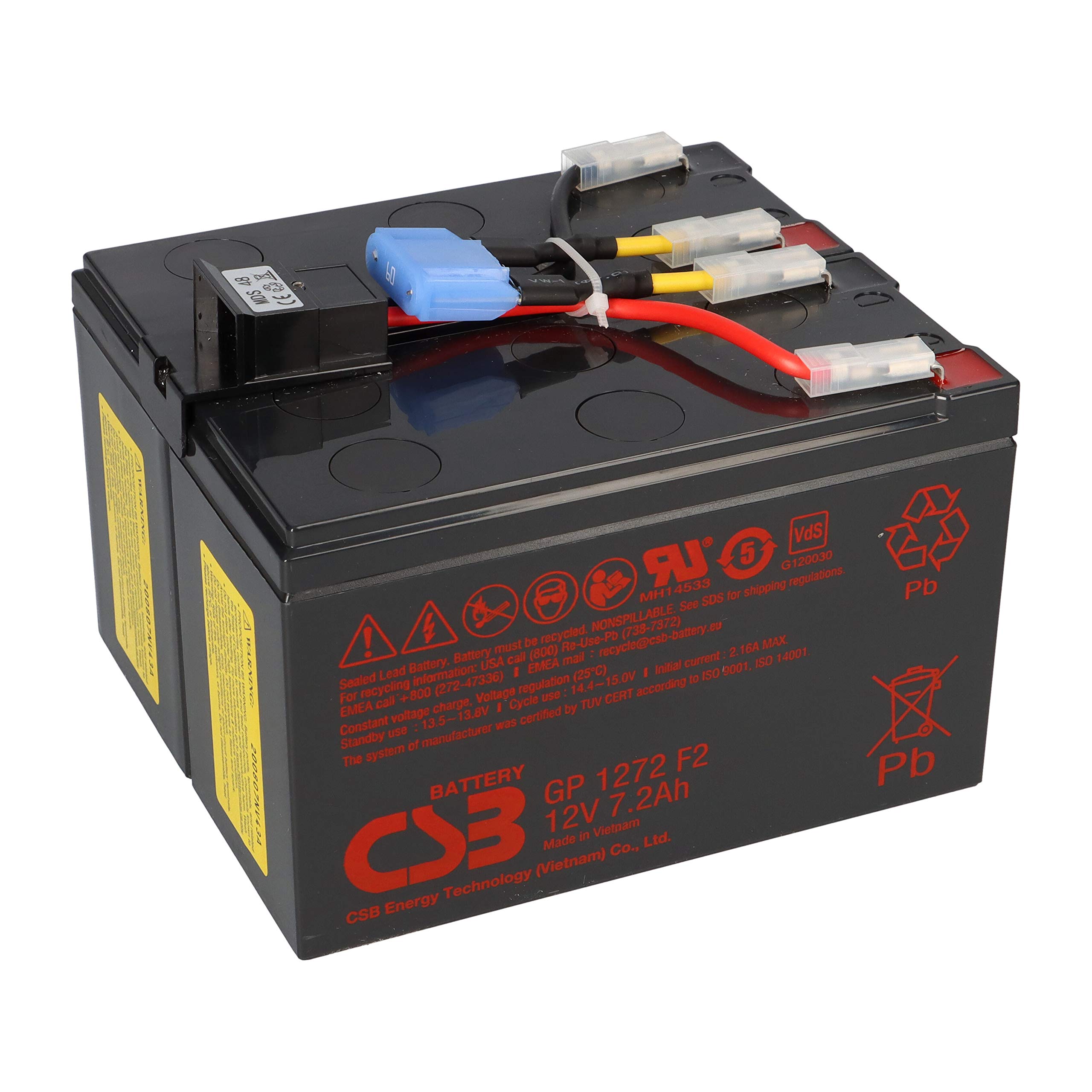 CSB-SCD48 kompatibler Akkusatz für APC RBC48 Plug & Play passend für APC UPS DLA750 DLA750i SIA750ICH-45 SMT750 SMT750I SMT750ICH SMT750TW SMT750US SUA750 SUA750I SUA750IX38