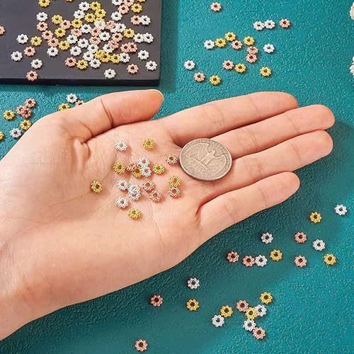 Miniatura 6 de Craftdady 300 cuentas espaciadoras de flores tibetanas, 15 estilos, cuentas de margaritas de aleación, cuentas espaciadoras sueltas de metal,