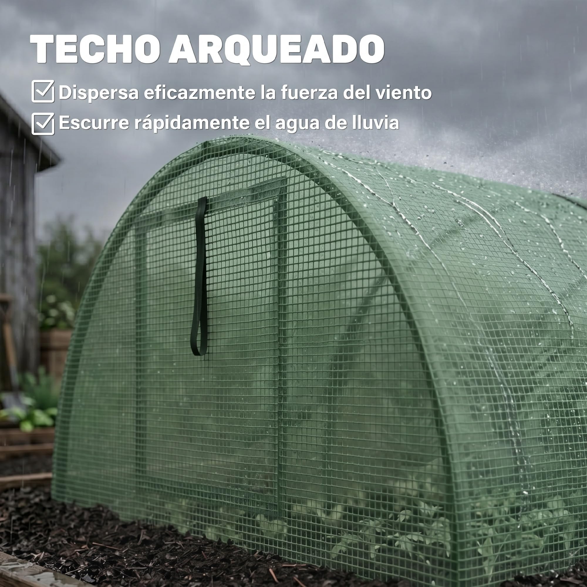 Outsunny Invernadero de Exterior, 200x80x45 cm, Invernadero de Jardín con 4 Ventanas Enrollables de Malla, Marco de Acero y Cubierta de PE 140g/㎡ Anti-UV para Cultivos, Plantas, Flores, Verde