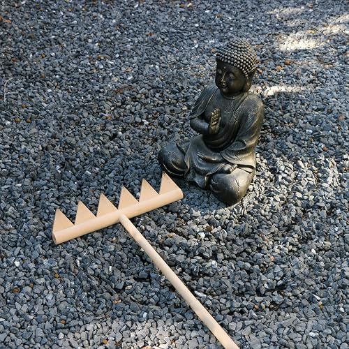 Large Zen Garden Rake Tool - 48" L 6 Tine Saw Tooth Outdoor Japanese Garden Rakes Full Size DIY Meditation Rock Sand Garden Zen Wooden Rake Accessories Tress Relief Gifts for Adult