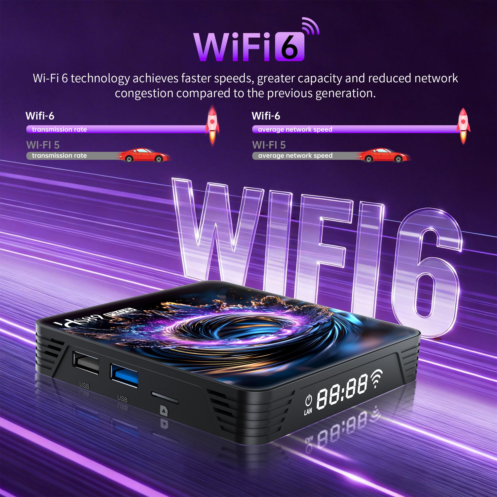 Android 14.0 TV Box, Smart TV Box with RK3539 Quad-Core 64bit Cortex-A55 Mali-G310 GPU, 2G RAM 16G ROM BT V5.4 10/100M Ethernet 4K HD 2.4G/5G Dual-Band WiFi