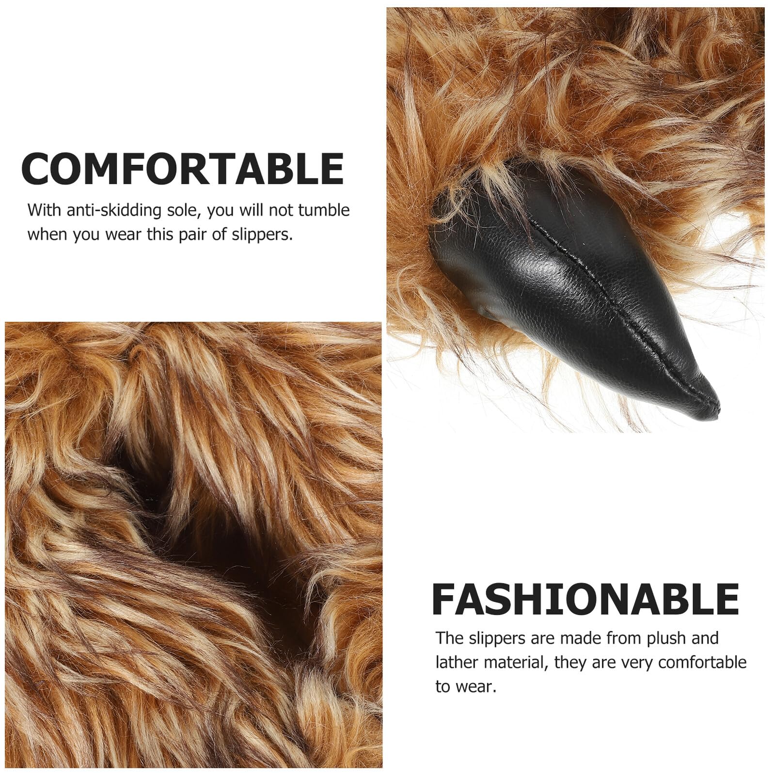 Ciieeo Ciabatte per Casa in Peluche Marrone 28cm, Comode e Calde
