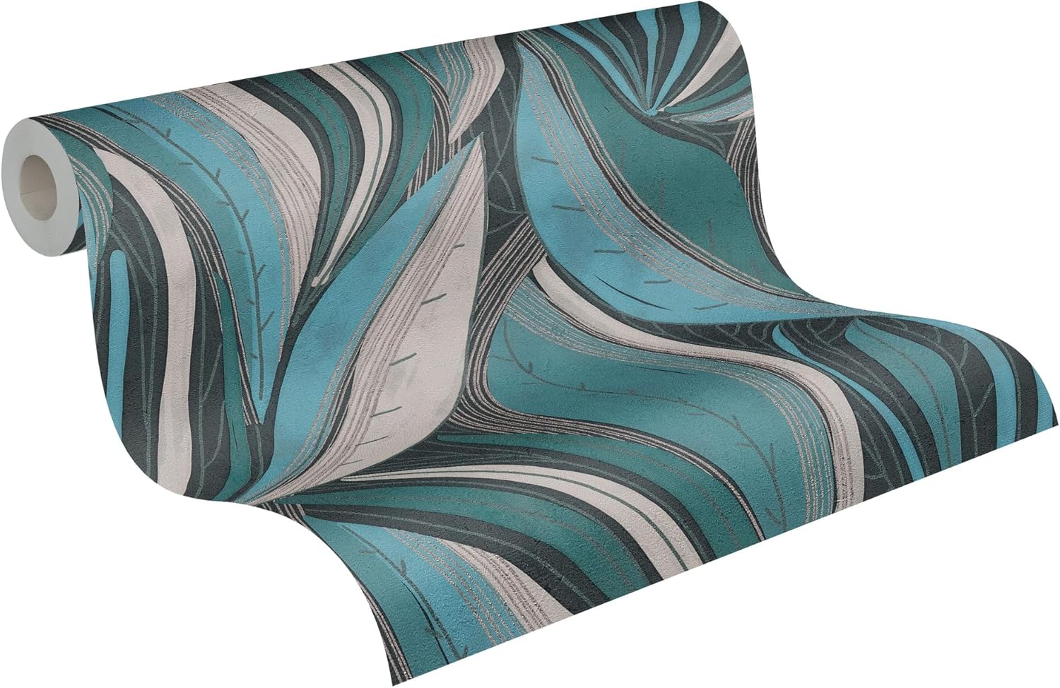 Livingwalls Hot Spots 786552 Non-Woven Wallpaper Floral 10.05 m x 0.53 m Blue Light Grey Silver Metallic Wallpaper Modern