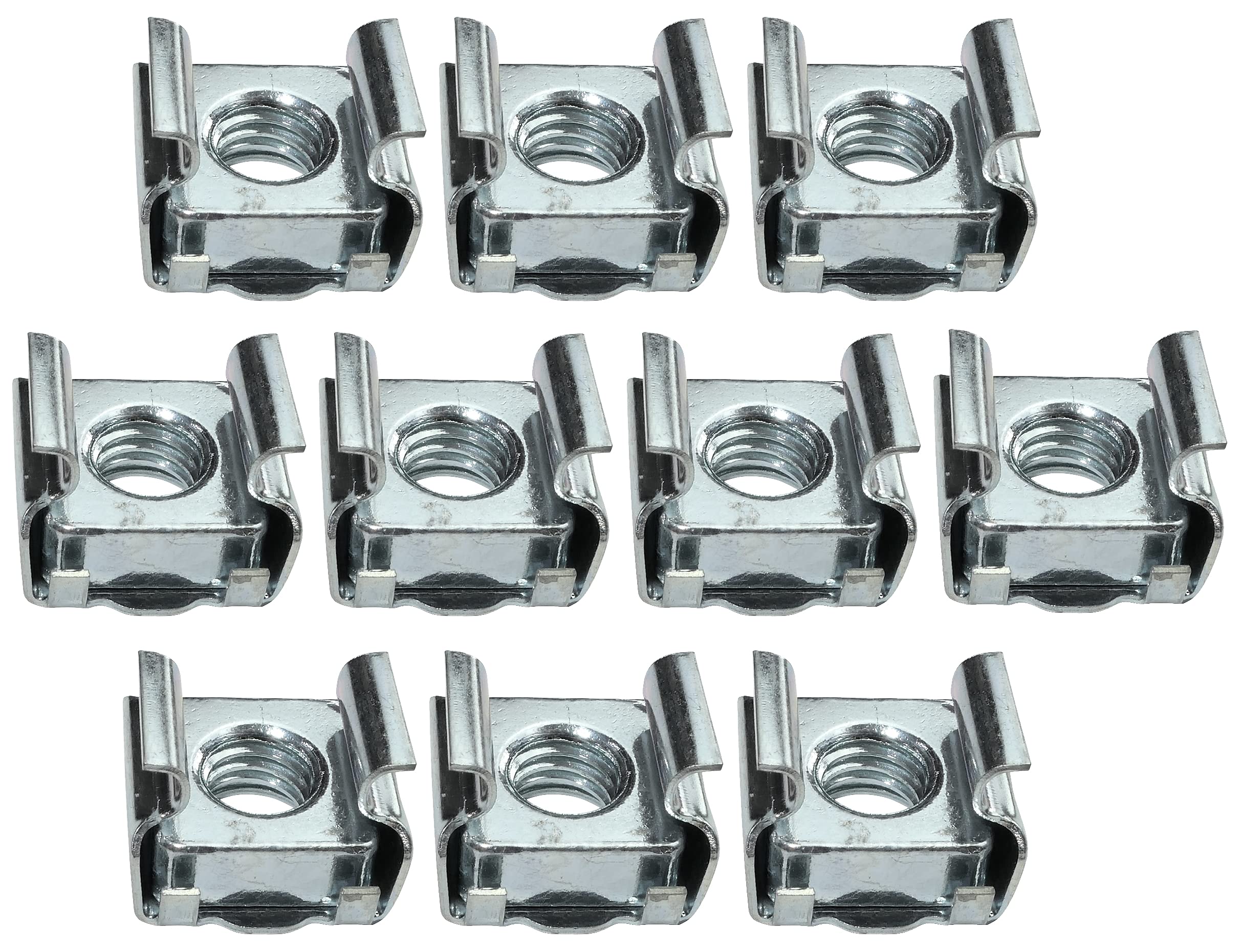 AERZETIX Juego de 10 Tuercas Enjauladas Cuadradas M6 | Acero al Carbono Galvanizado, Para Chapa, Fijación de Pared, C49675