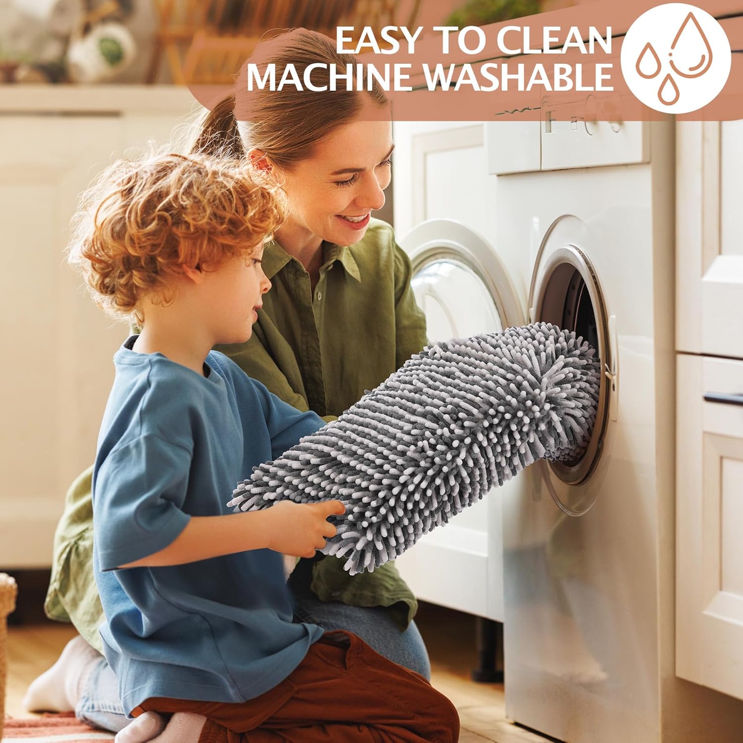 Bathroom Rugs 2 Piece Set – Absorbent, Non-Slip, Soft Chenille Bath Mat, Machine Washable, Comfortable Floor Mats (20"×30" + 17"×24", Gray Grey) - Image 2