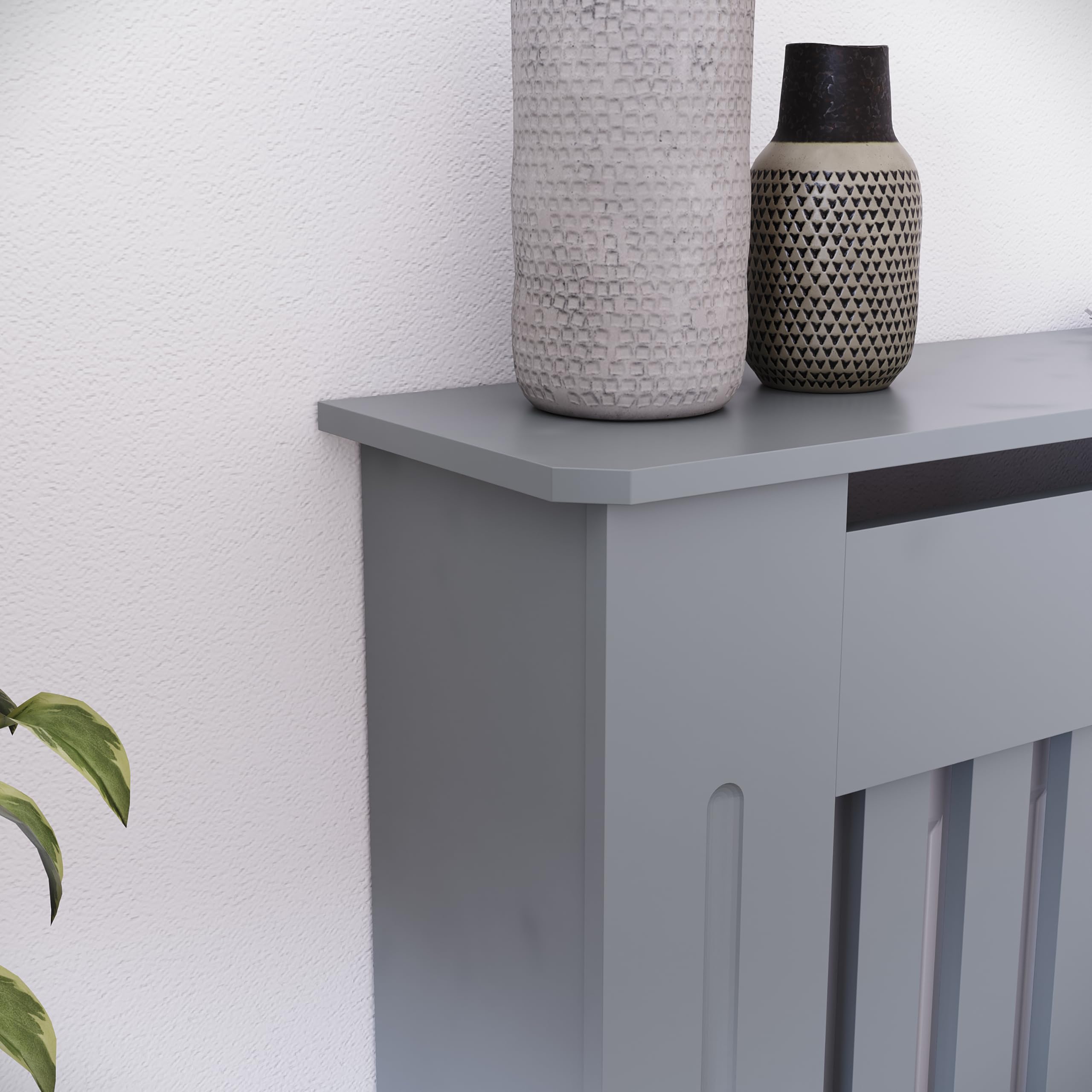 Vida Designs Chelsea Cubierta de radiador Grey - Pequeño - Lamas Verticales Modernas para Mejor circulación del Calor - H82xW78xD19cm - MDF Pintado para salón y Pasillo