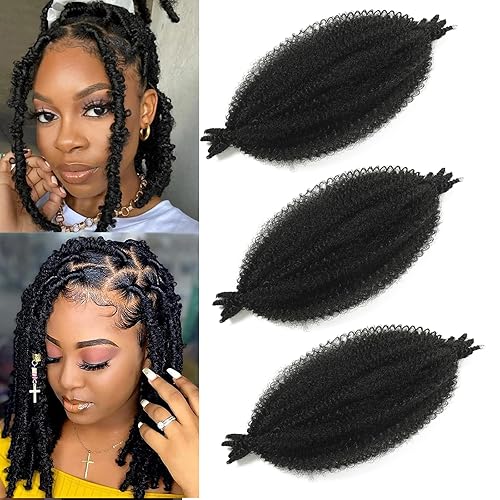 Cabello afro trenzado preseparado de 18 pulgadas, 8 paquetes de rizos naturales preesponjosos negros son perfectos para cabello de ganchillo Marley,