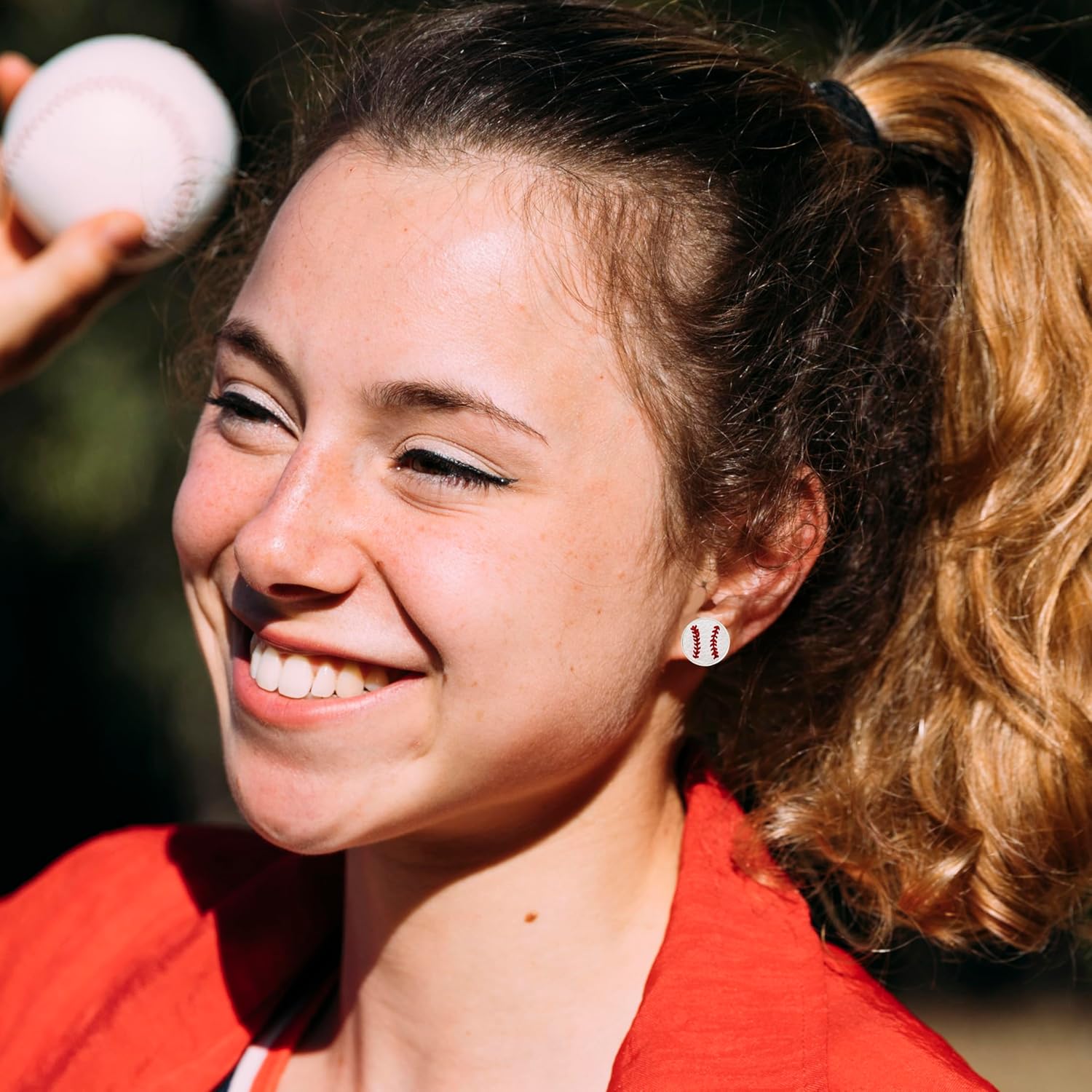 2 Pairs Baseball Earrings for Women Sport Stud Earring for Outfit Softball Accessories