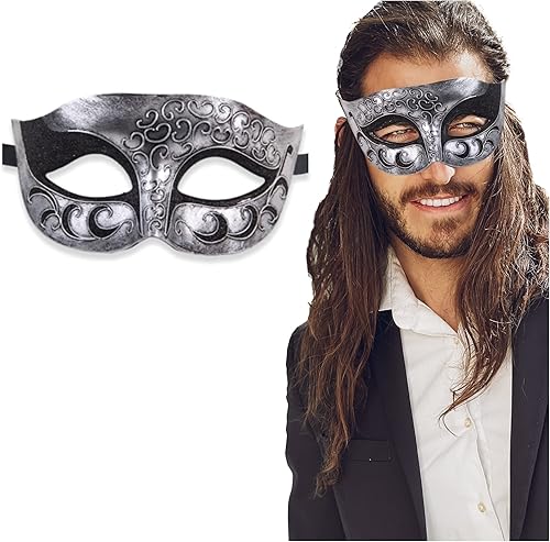 Máscara de mascarada para hombre, máscara de aspecto antiguo para Halloween, fiesta veneciana, fiesta de máscaras y baile de máscaras
