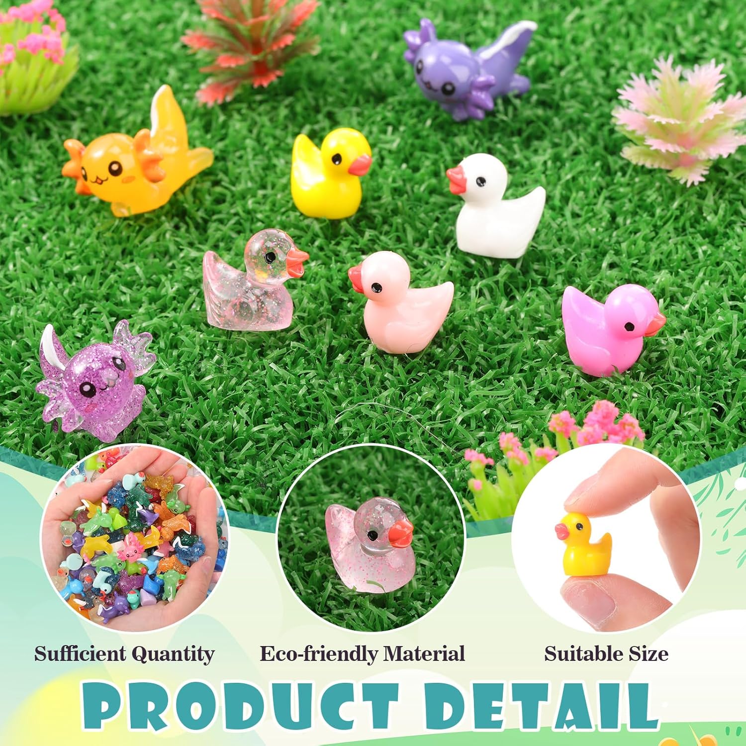 Barydat 200 Pcs Tiny Resin Animals Mini Resin Figures Duck Bulk Axolotls for Hide and Seek, Small Variety Animals Micro Garden Landscape Ornament Dollhouse Party Favors Crafts