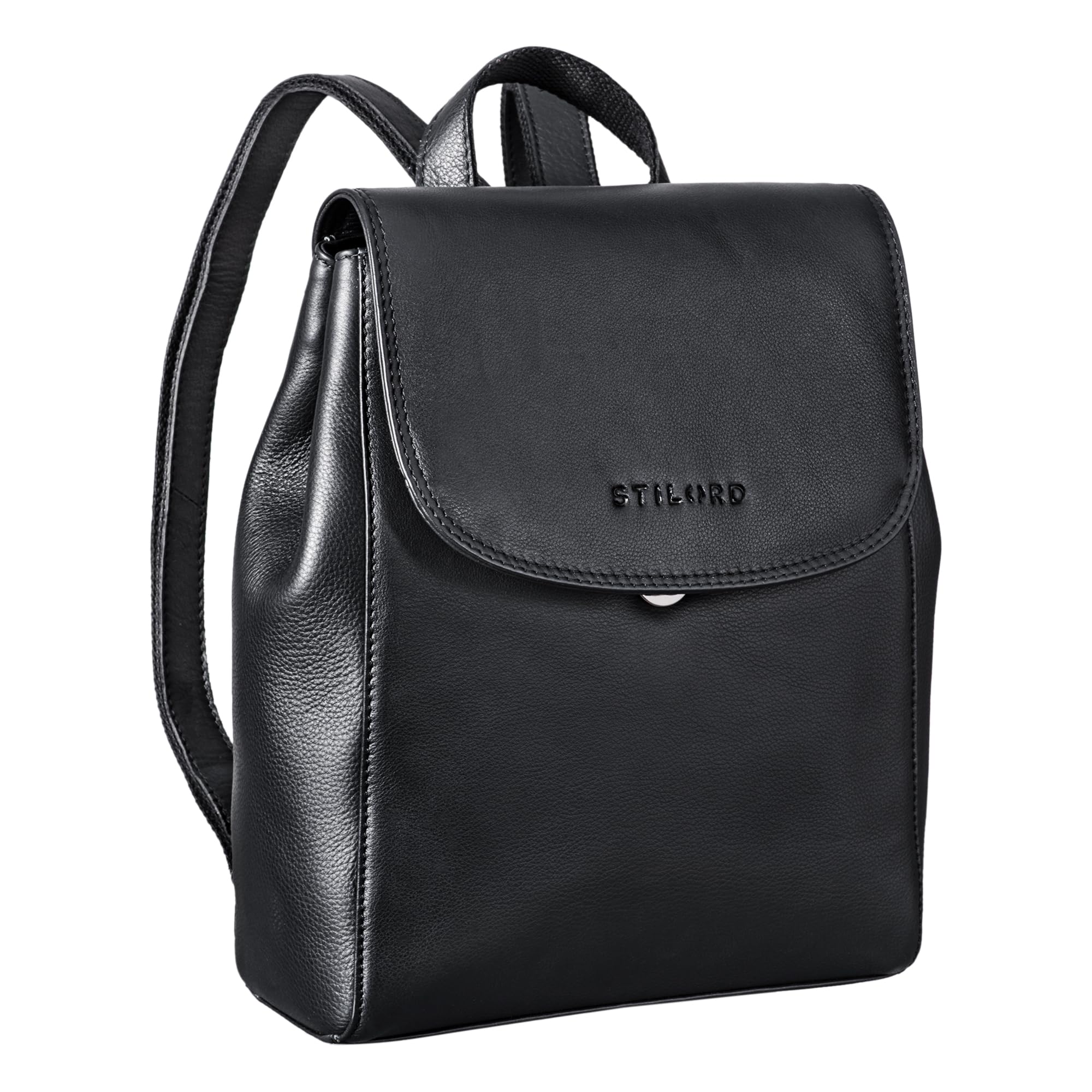 STILORD Hazel Mochila Mujer Elegante de Cuero Vintage Backpack Bolso Ordenador de 13,3 Pulgadas Mochila de Día de la Ciudad de Auténtica Piel Color:Negro