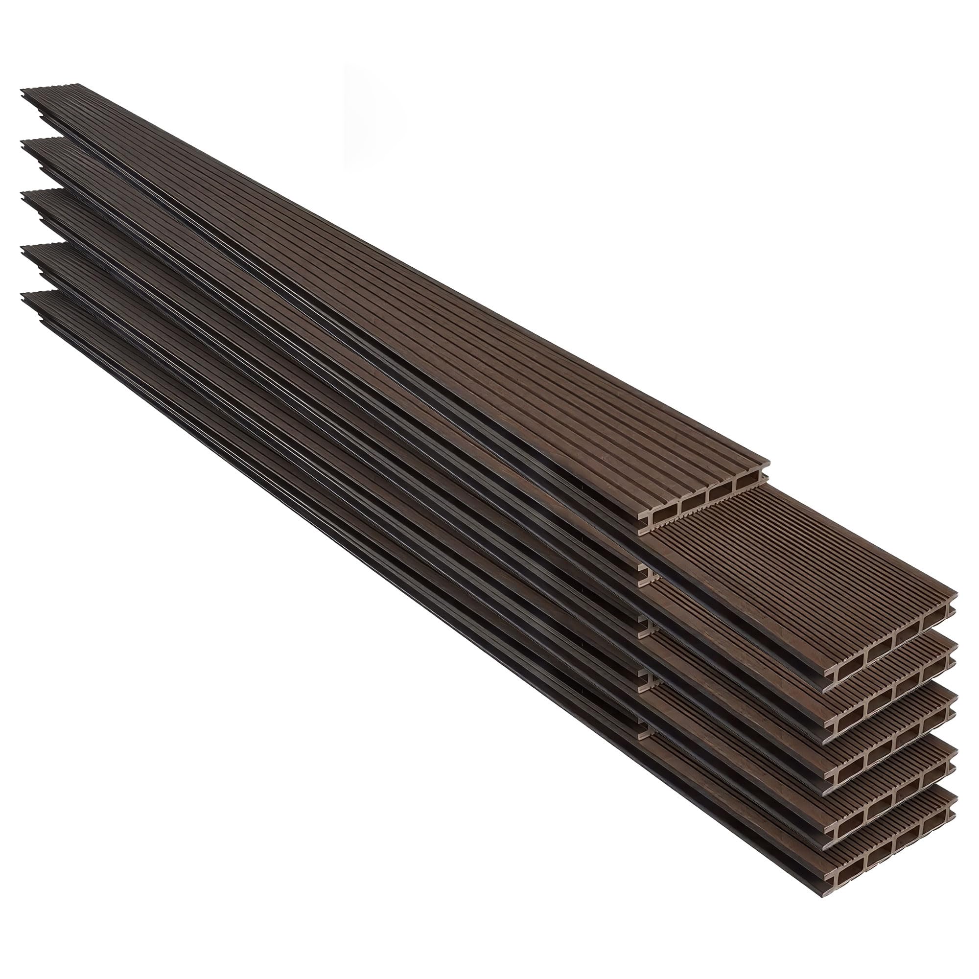 Frankystar Kaido - Set di 5 Doghe Pavimento da Esterno 150x75 cm per Giardino Patio Terrazza Pavimentazione in WPC Teak