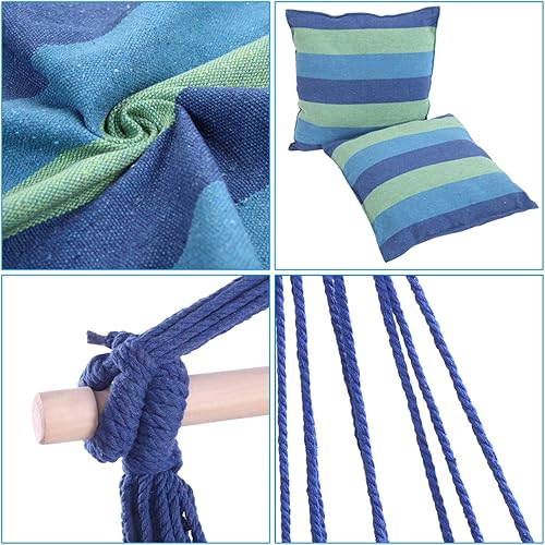 Miniatura 3 de Silla colgante portátil al aire libre, hamaca colgante, silla colgante de cuerda de lona de algodón, silla hamaca colgante con cuerda columpio,