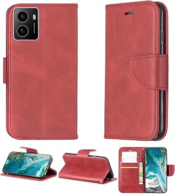 Aroepurt Case Compatible for HMD M-Kopa X2 Phone Case Cover [with Tempered Glass Screen Protector] Flip Stand Cover PU Leather YZW Wallet Case Red