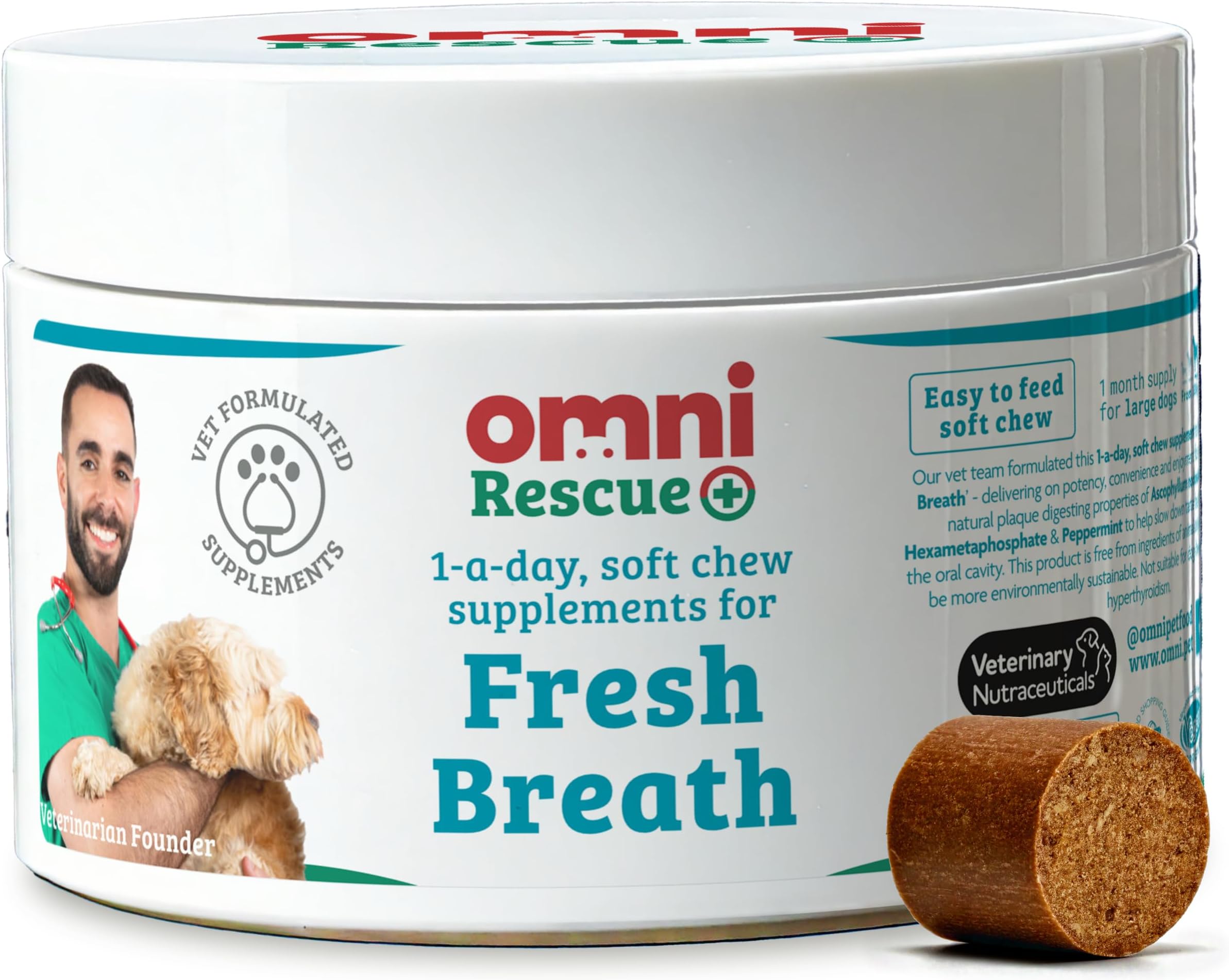Dog Breath Freshener Supplement - Dragons’ Den Winners, One-a-Day Peppermint Supplements for Dogs, Plaque Remover Dental Care, Fresh Breath for Dogs, 30 Servings, Small 0-15 Kg