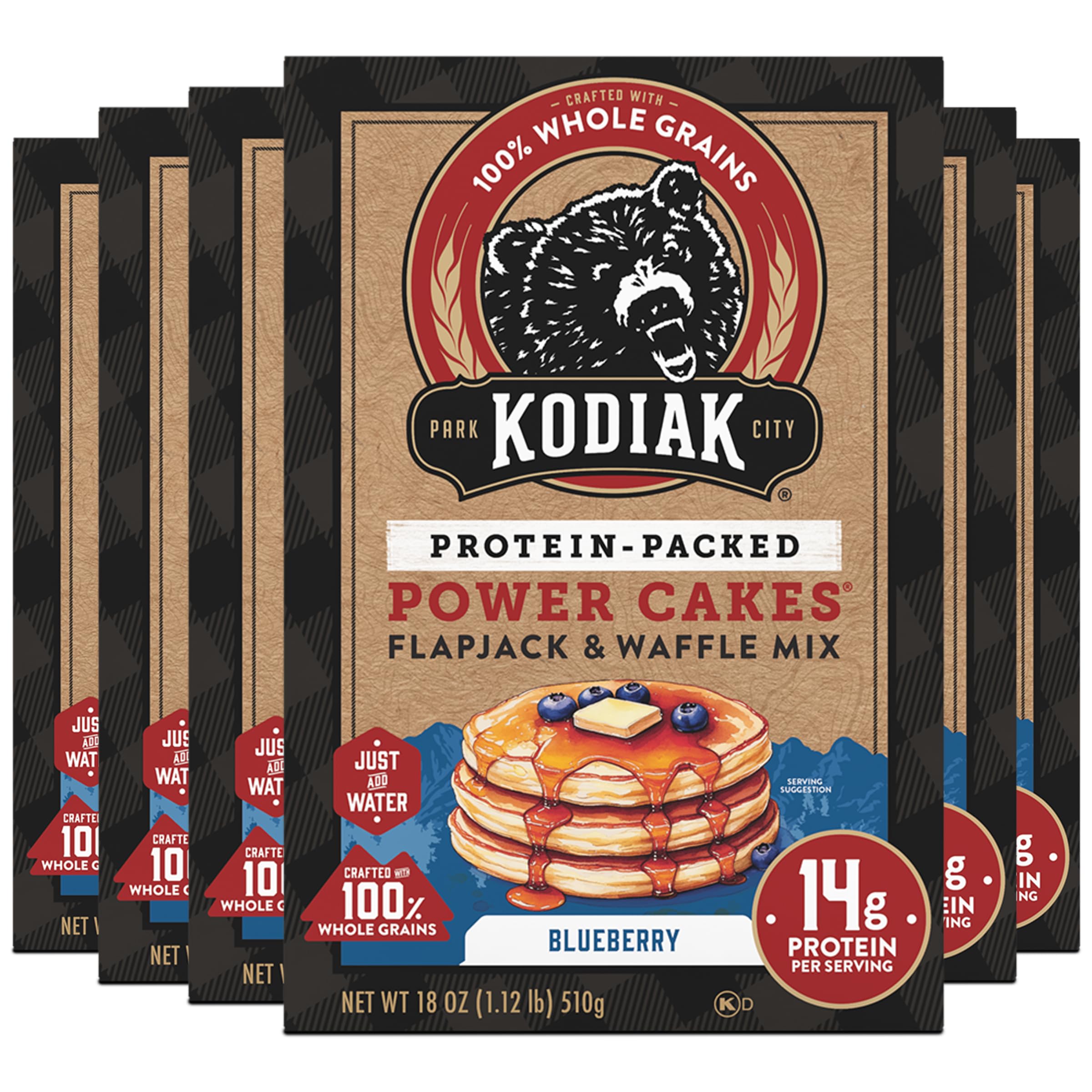 Kodiak Cakes Blueberry / 18 Ounce (Pack of 6) / 6 Pancakes & Waffles