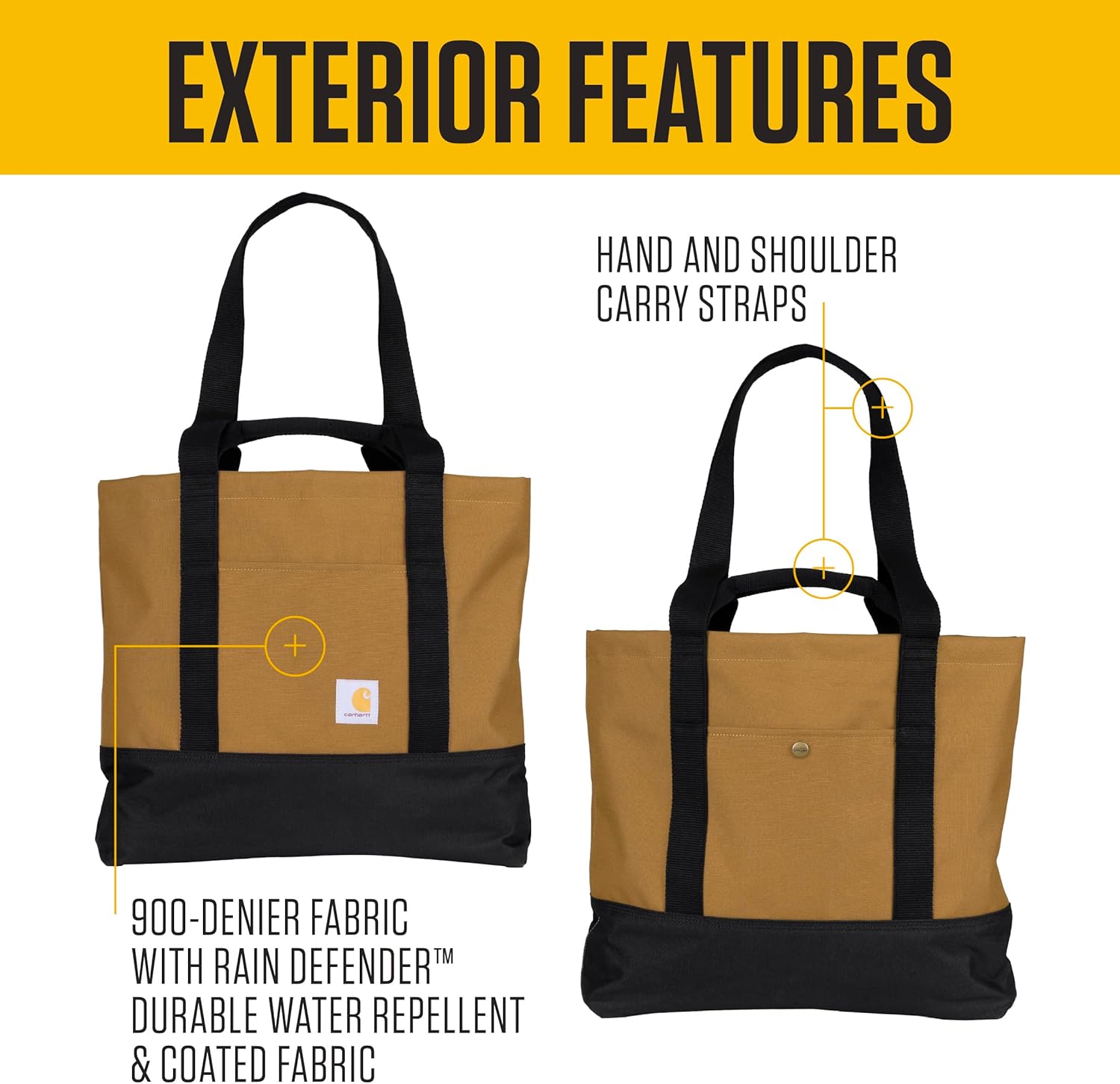 Carhartt Classic Vertical Open Tote Bag, Durable Water Repellent Material W/Hand and Shoulder Straps - Image 2