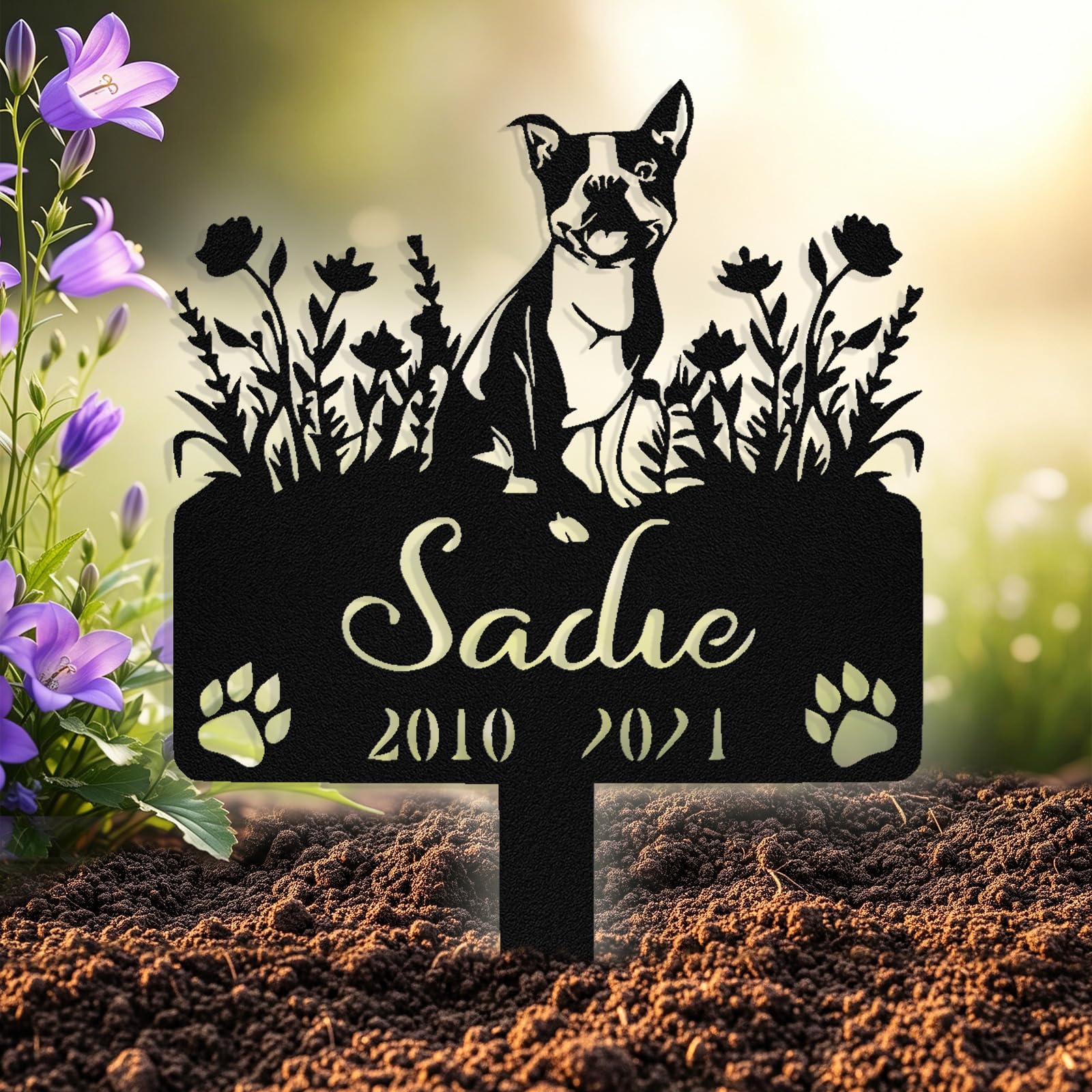 Custom Dog Grave Marker Outdoor, Personalized Metal Pet Memorial Grave