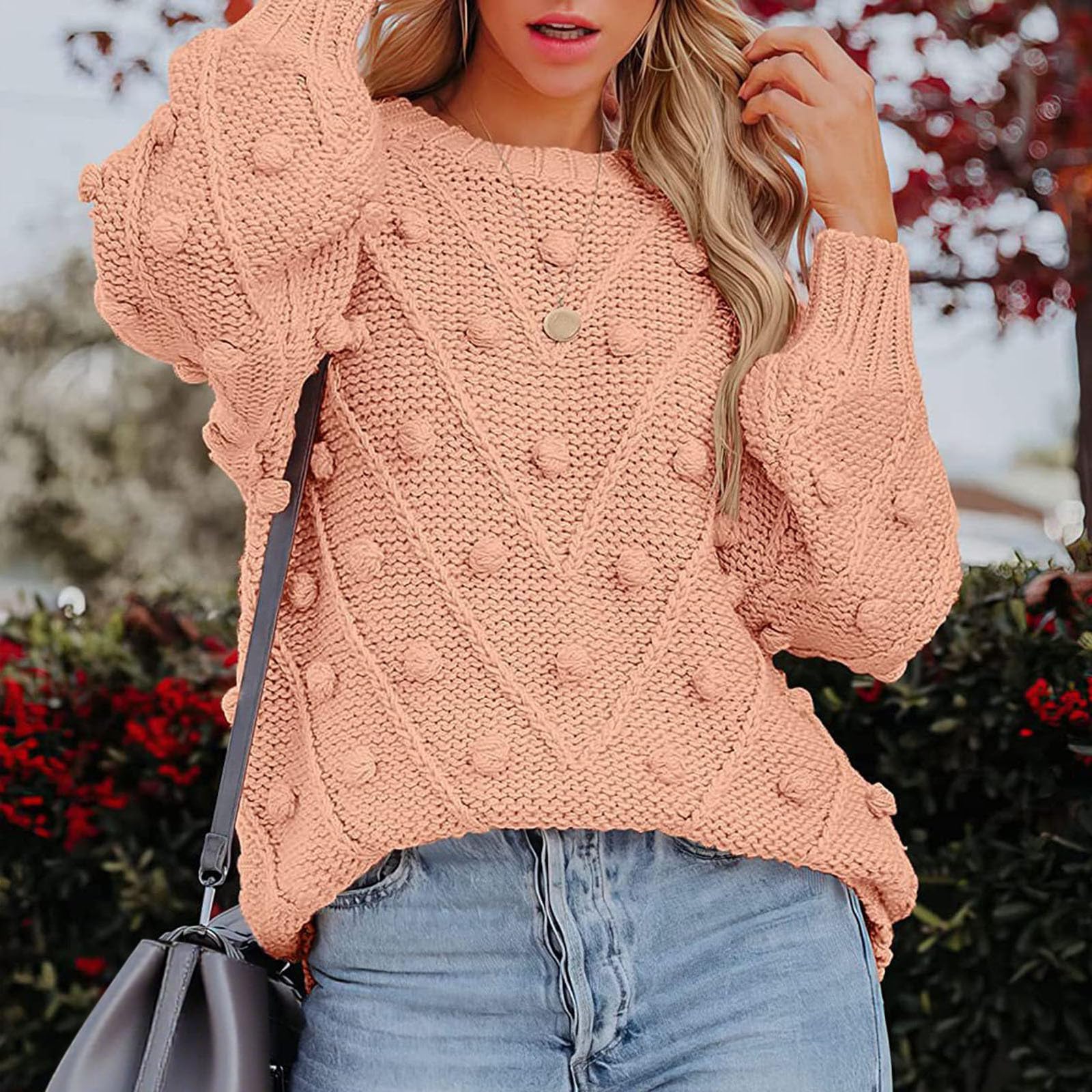 Maglione Donna Casual Maniche Lunghe Pullover Classico Autunno Inverno | Modello versatile e facile, dona un aspetto curato senza rinunciare al comfort quotidiano, ideale per autunno inverno.