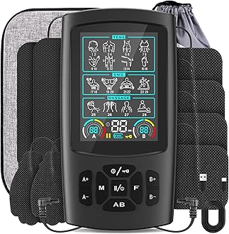 3-in-1 TENS Unit Muscle Stimulator with Color Display - Dual Channel EMS Machine, 28 Therapy Modes,40 Intensity Levels,8 Electrode Pads & EVA Case for Effective Pain Relief