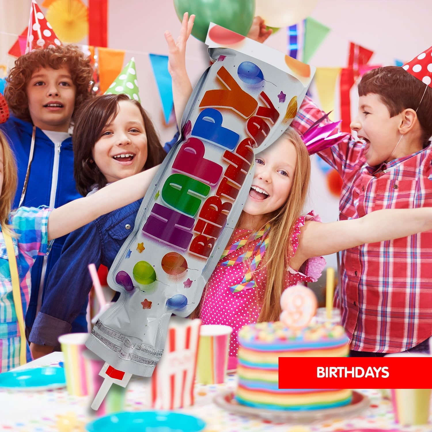 BEST PARTY EVER! Happy Birthday Squeeze Popper 24 Pack (120 Confetti Party Poppers)
