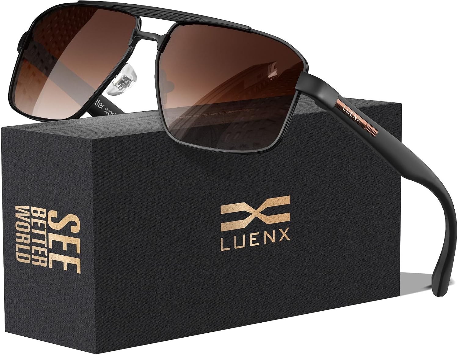 Luenx Aviator Sunglasses Polarized Men Women Square UV400 Driving