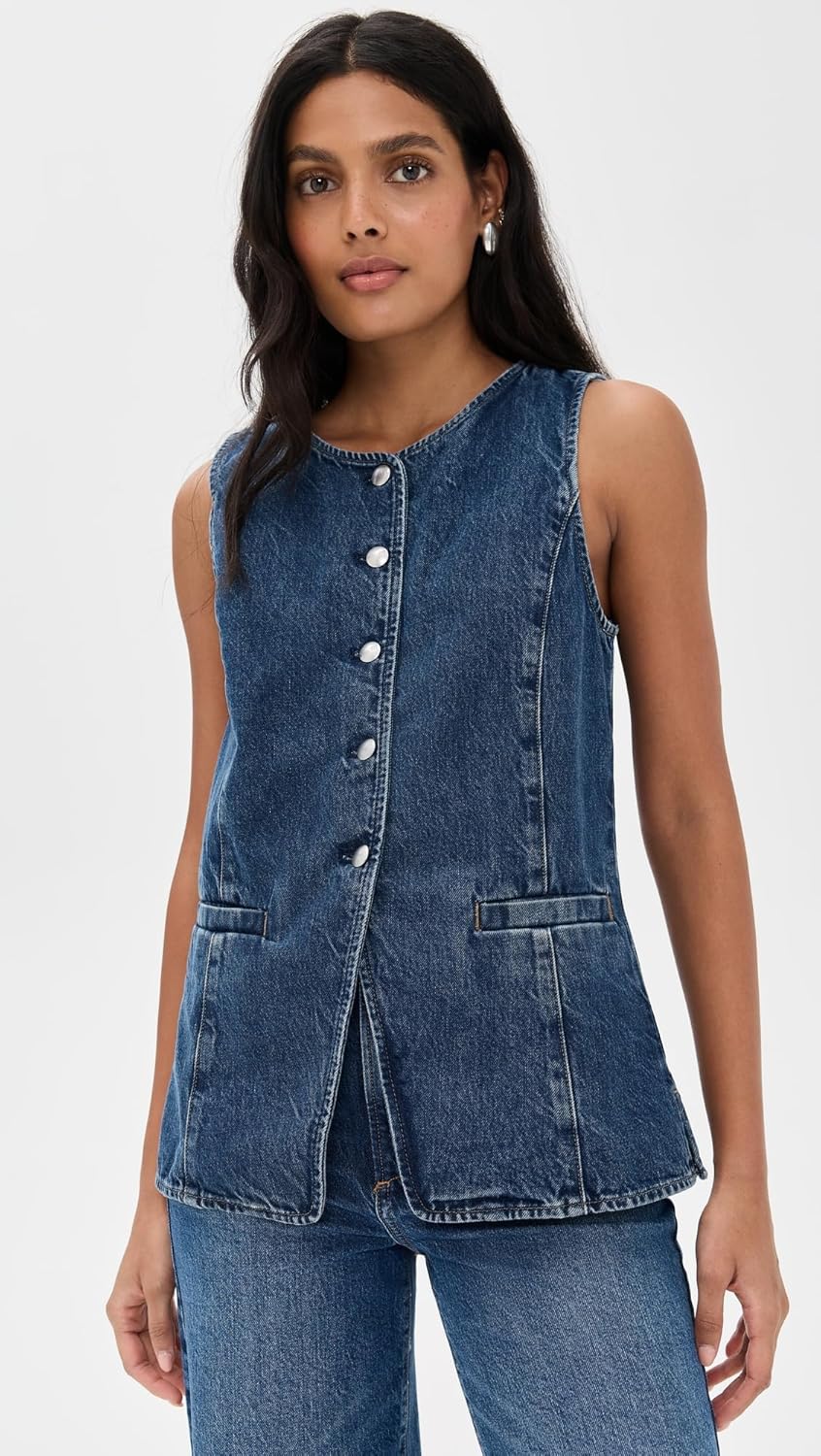Madewell Women's Denim Crewneck Cutaway Vest in Greendale Wash - Image 2