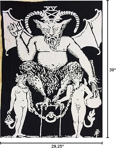 Miniatura 7 de Indian Consigners Tapiz de cartas del tarot del diablo, tapiz pequeño de algodón, póster de Europa medieval (39.4 in x 29.5 in) (Devil BW)