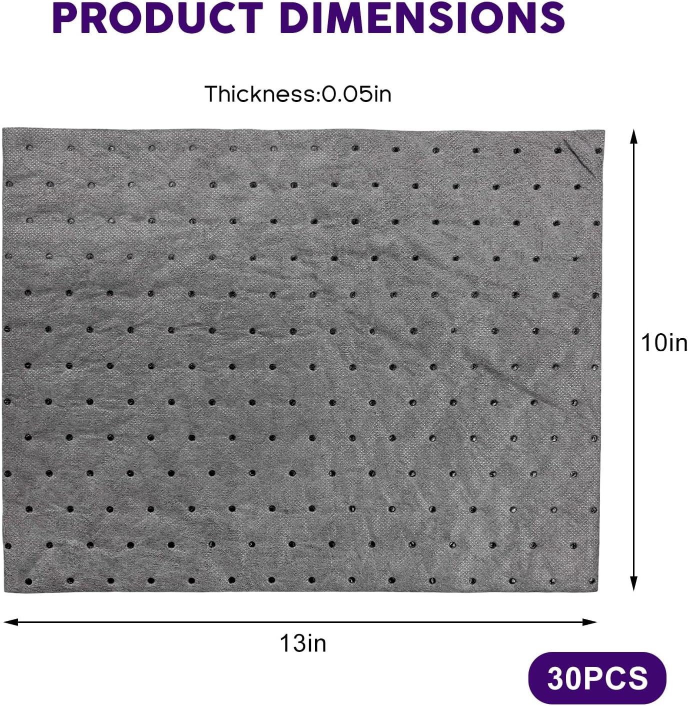 30 PCS Oil Absorbent Pads, 13"×10" Reusable Car Spill Control Supplies Absorb Oil, Grease & Fluid, High Absorbency Weight Dimpled Mats Spill Pads for Automotive Workshop