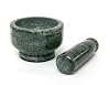 KLEO 4 Diameter Natural Stone Marble Mortar and Pestle Set, Spice Grinder, Medicine Masher Green 1