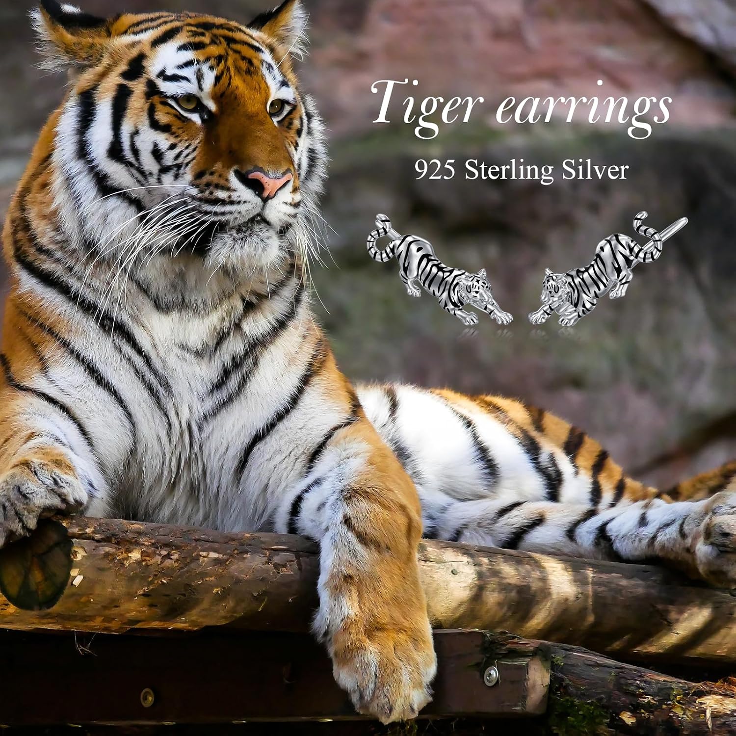 ROMANTIC WORK Tiger Earrings 925 Sterling Silver Tiger Crawling Earrings Jewelry for Women Birthday Christmas Gifts