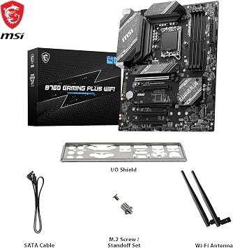 MSI B760 Gaming Plus WiFi Motherboard, ATX - Supports Intel 14th, 13th & 12th Gen Core Processors, LGA 1700 - DDR5 Memory Boost 6800+MHz/OC, 2 x PCIe 4.0 x16, 2 x M.2 Gen4, 2.5G LAN, Wi-Fi 6E