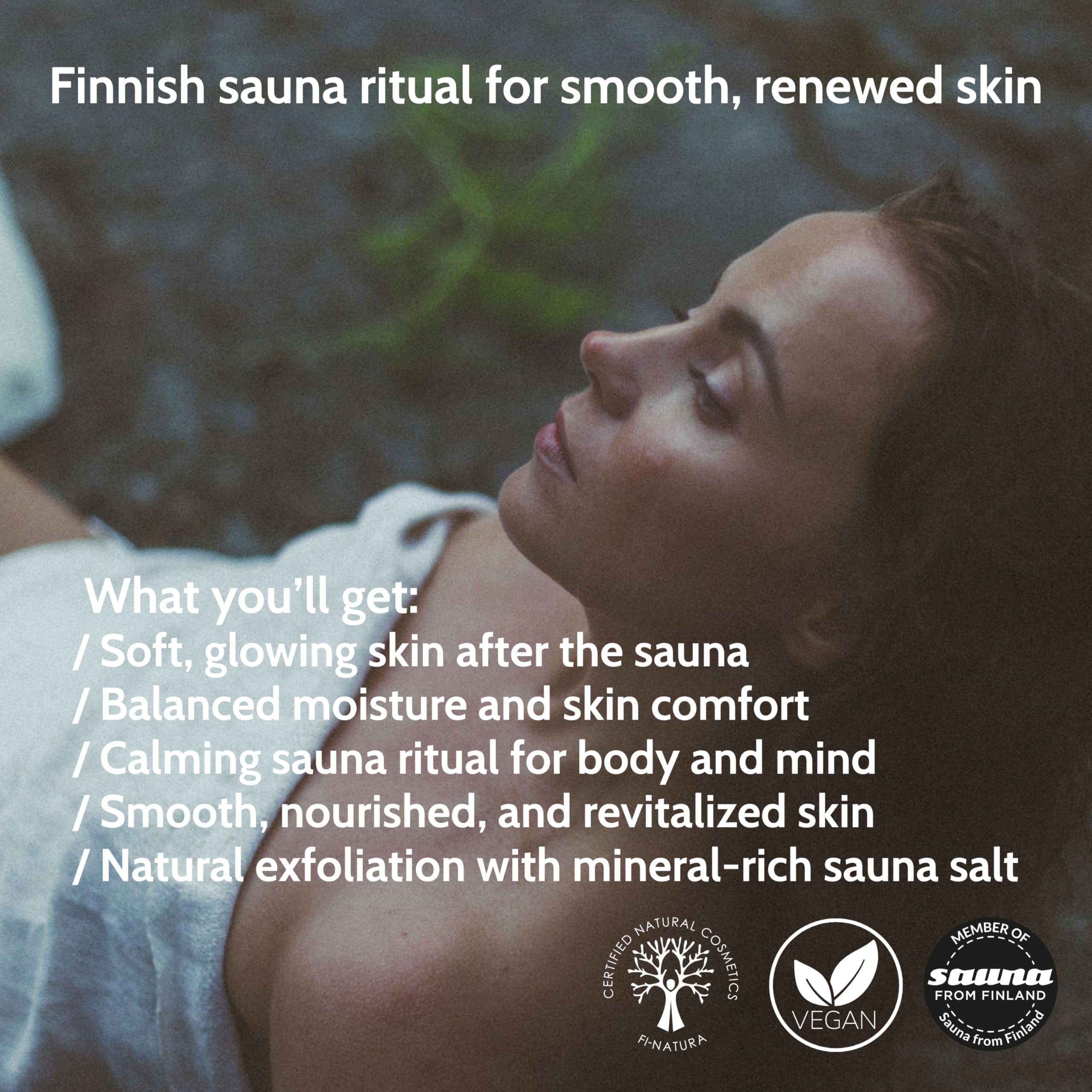 Sauna Salz Peeling Kiefer & Zitronengras 200 ml – Meersalz Körperpeeling für Sauna & Dusche – Salz-zu-Gel Peeling, feuchtigkeitsspendend & glättend – Vegan, Made in Finland