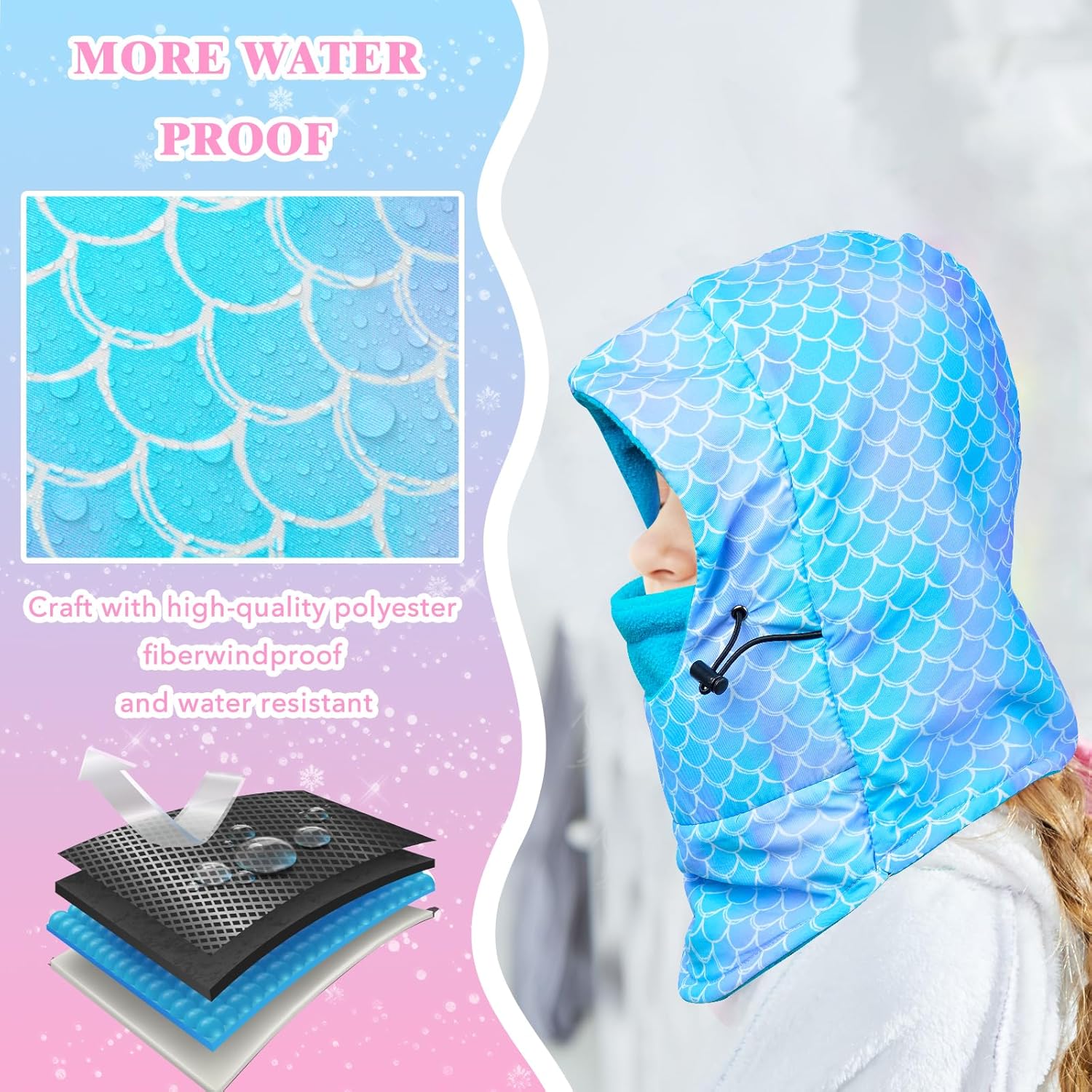 Kids Winter Windproof Hat, Unisex Children Heavyweight Balaclava for Kids, Ski Mask with Thick Warm Fleece Face Cover - Image 4