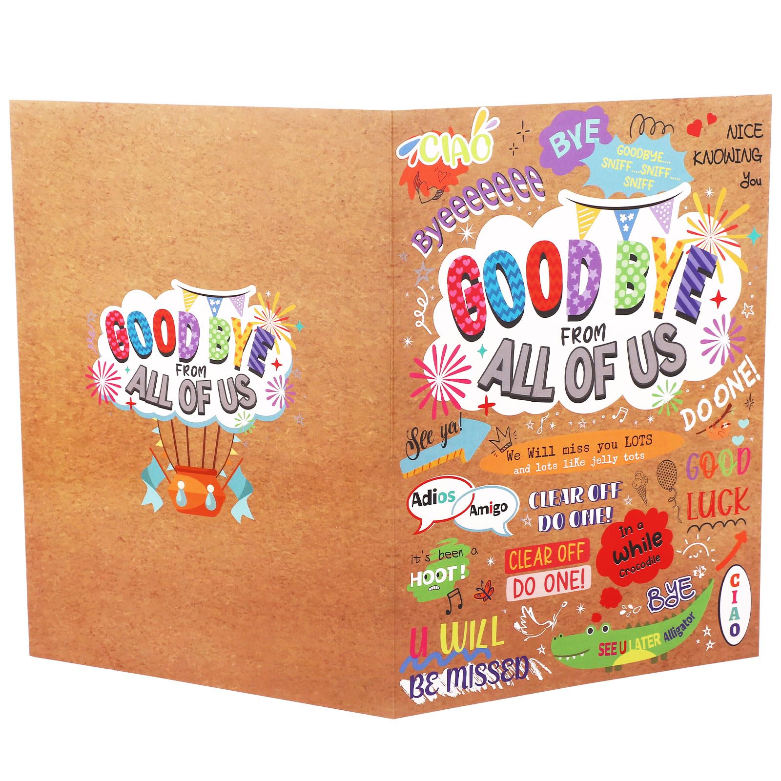 Good Bye All of Us Card, Large Farewell Going Away Card with Envelope for Men Women Colleague Coworker Retirement, Funny Goodbye Good Luck Leaving Greeting Thoughtful Retirement Gifts