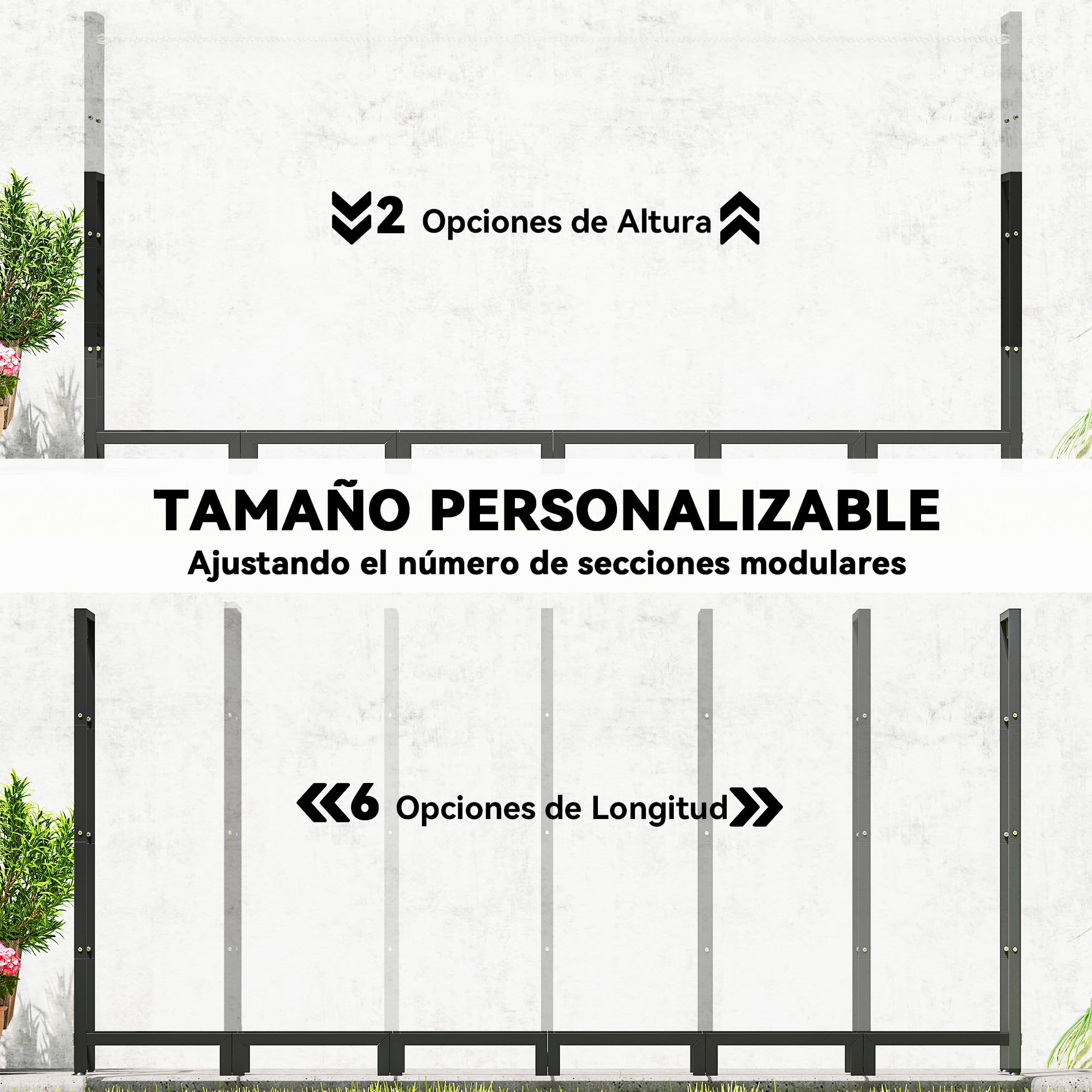 Outsunny Estante de Leña Metálico, 235x31x116 cm, Leñero Exterior con Cubierta Impermeable 600D Oxford, Marco de Acero y Cadenas de Acero, Soporte para Leña de Chimenea, Almacenaje para Madera, Negro