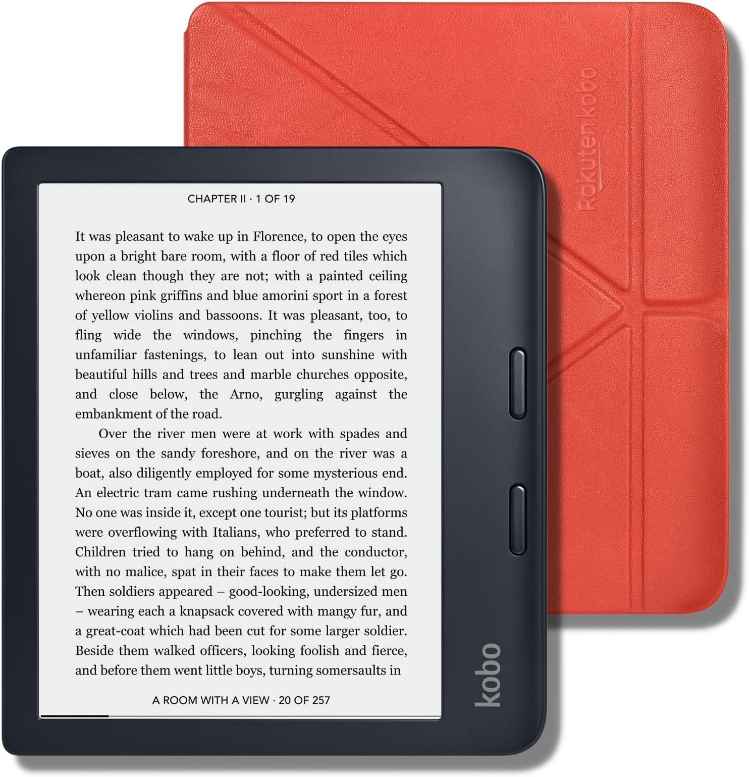 Kobo Libra 2 Black Bundle with Poppy Red SleepCover