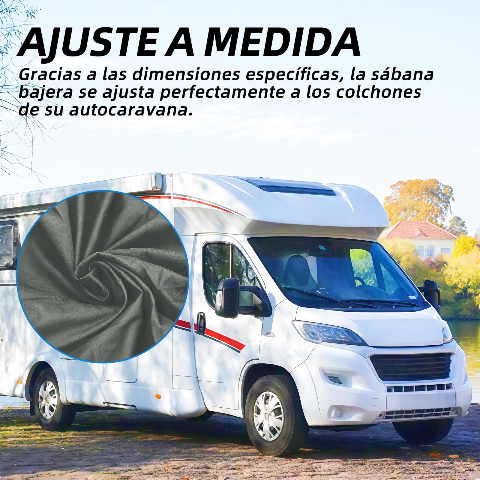 Juego de sábanas bajeras para cama individual, 3 piezas, 100% algodón, específico para autocaravana (gris claro)