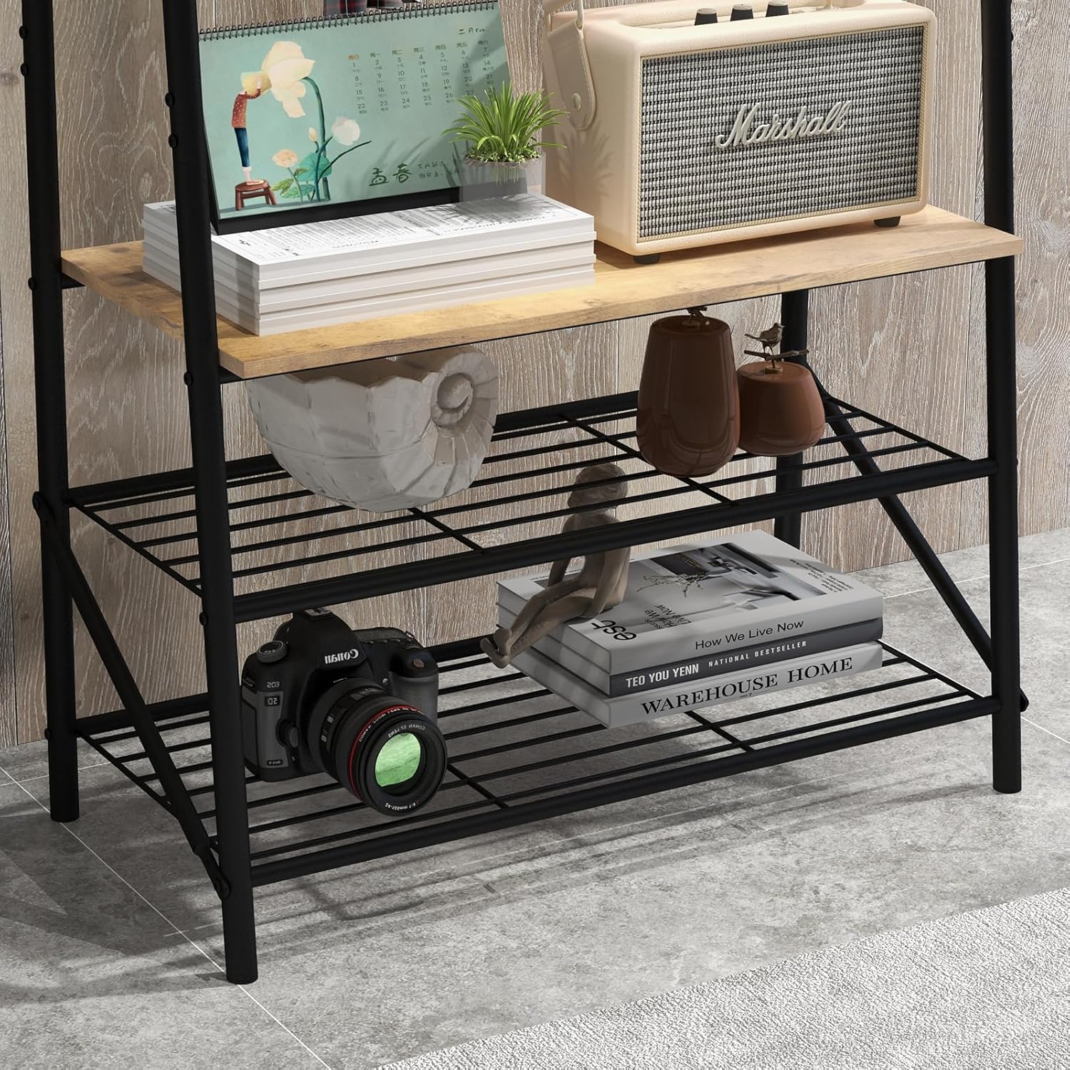 GAOMON Coat Rack, Hall Tree with Shoe Storage Bench, 3-in-1, Multifunctional Hallway Organizer, Shoe Storage with Coat Rack Stand, 5 Hooks, for Entryway