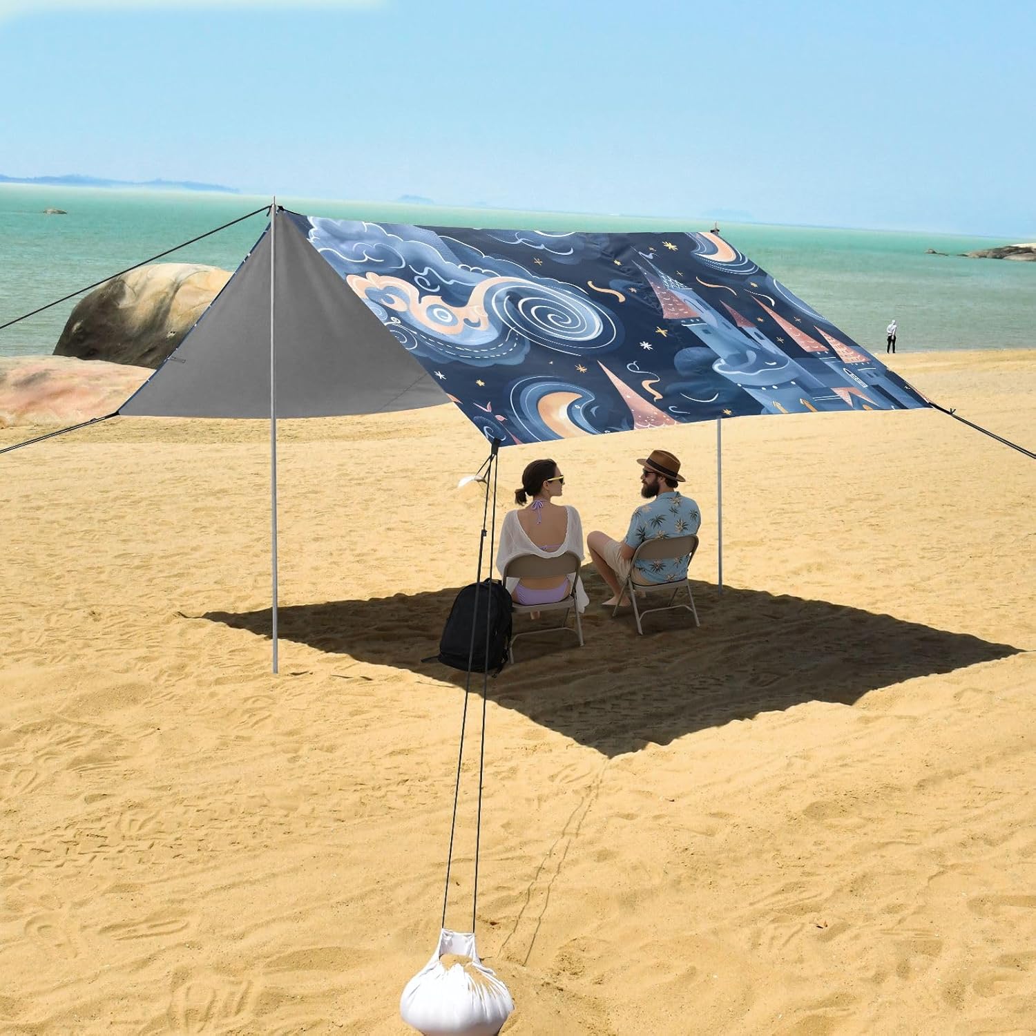 Blue Castle Camping Sun Shelter, Beach Tent Portable Beach Sun Shade Outdoor Canopy for Camping Trips Fishing Picnic