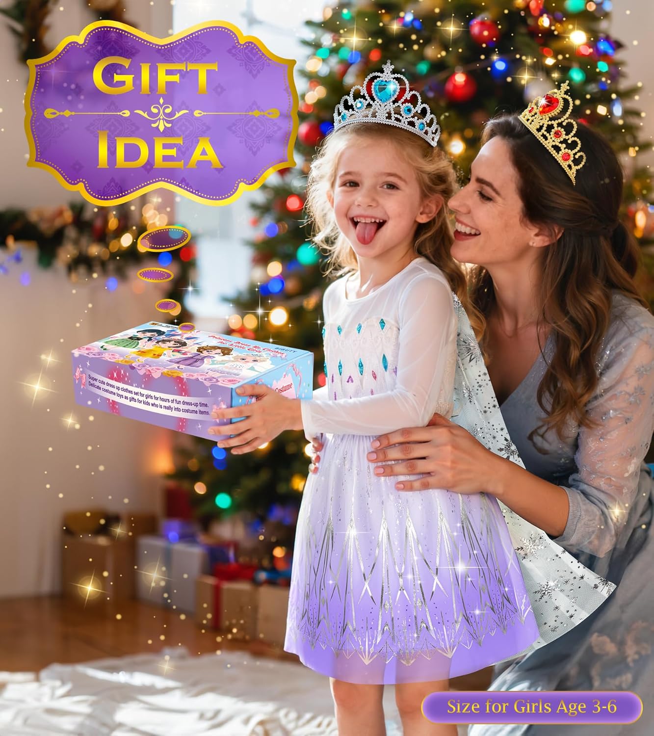 Princess Dress Up Clothes for Little Girls Toddler Dress Up Clothes for Girls 3-6, BIBUTY Pretend Play Princess Costume Set with Princess Crown Cape, Princess Toys Cosplay Birthday Party Gift for Girl - Image 7