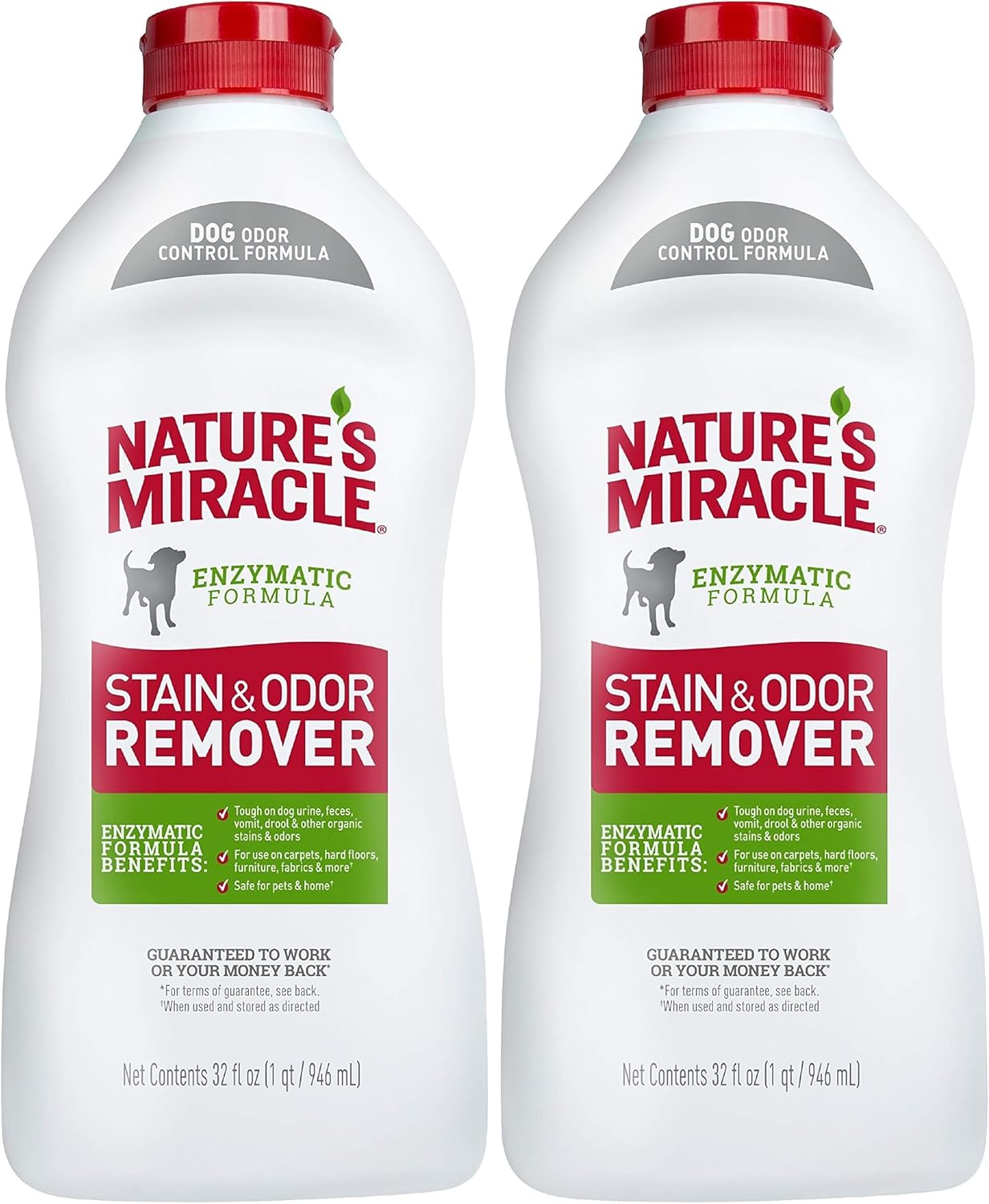 Nature’s Miracle Stain and Odor Remover Dog 32 Ounces, Odor Control Formula, Pour (Pack of 2)