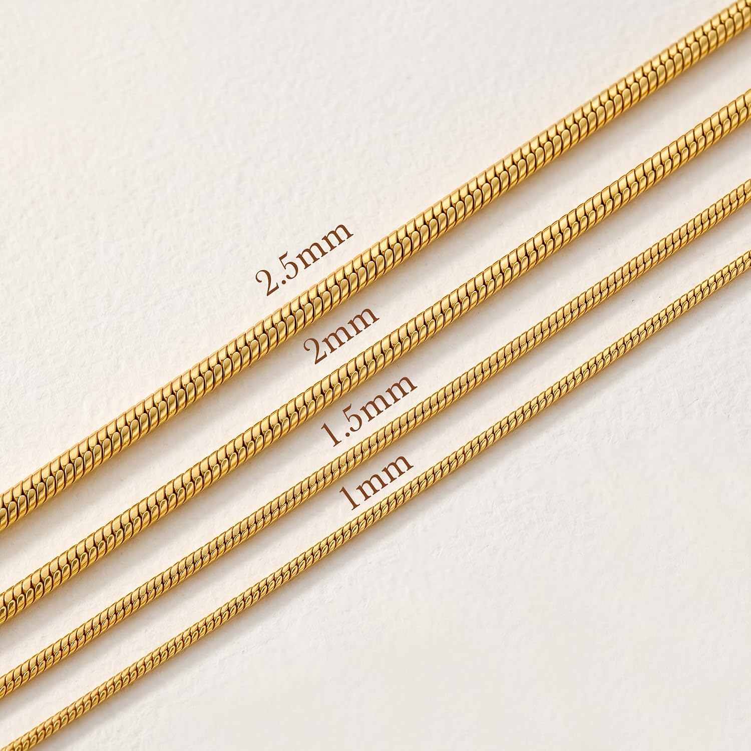 14K Gold Necklaces for Women 14K Gold Chain for Women Gold Snake Chain Necklace for Womens Lightweight yet Luxurious Snake Chains Necklace for Womens & Men 14/16/18/20/22/24/26in