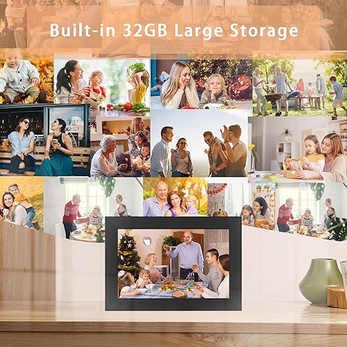 Miniatura 6 de Marco de fotos digital de 10.1 pulgadas con WiFi y pantalla táctil HD, rotación automática, montaje en pared, almacenamiento integrado de 32 GB,