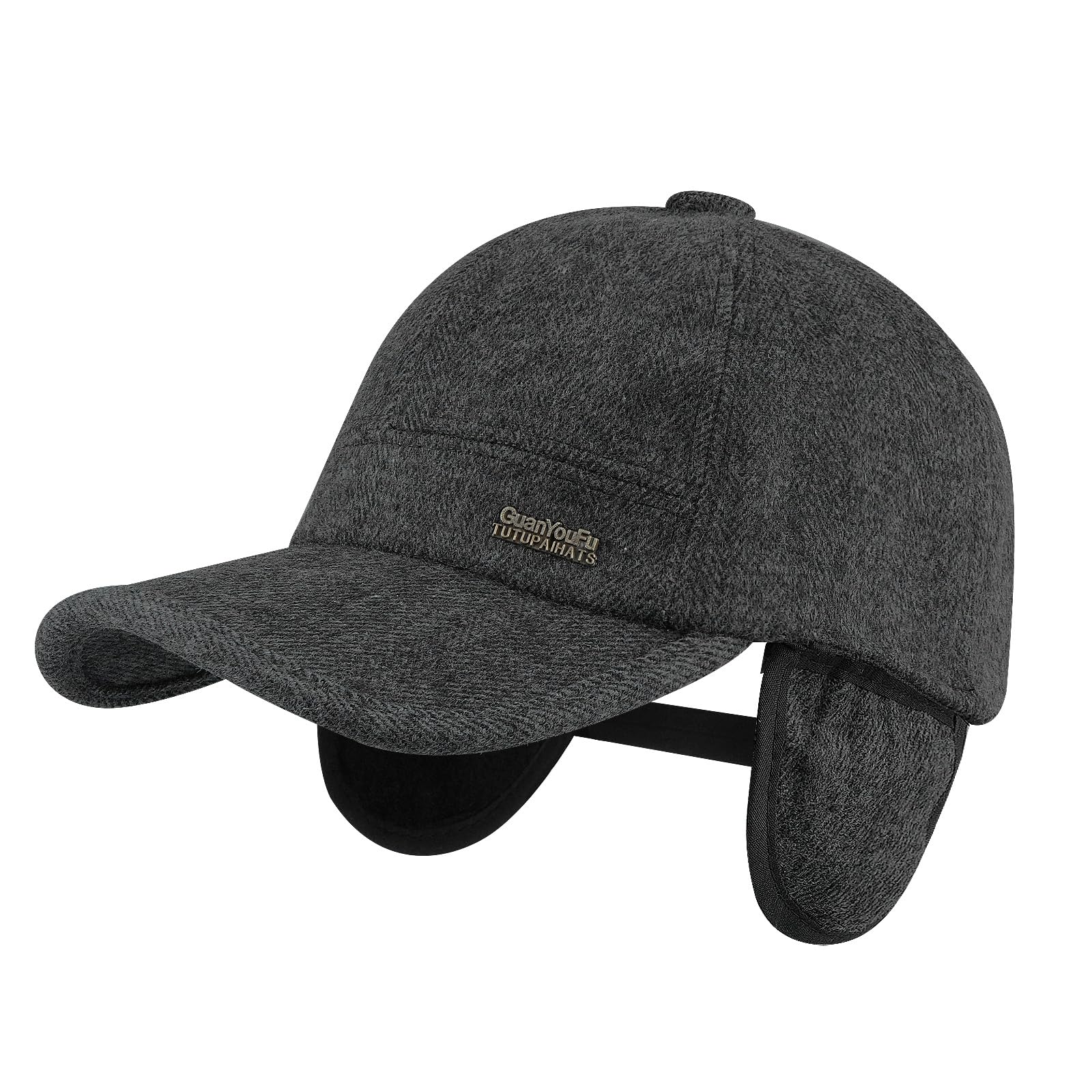 Berretto da baseball invernale con paraorecchie Cappello uomo in tweed di lana papà termico spesso e caldo