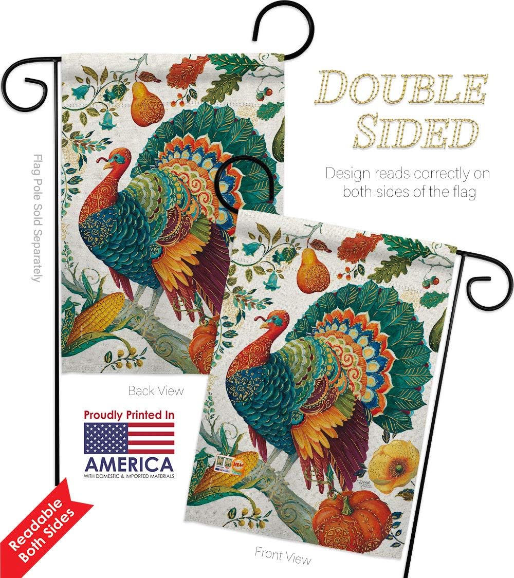 Suzani Turkey Garden Flag Set Wall Holder Animals Bird Flamingo Hummingbird Cardinal Peacock Springtime Natural Wildlife Small Decorative Gift Yard House Banner Double-Sided Made In USA 13 X 18.5