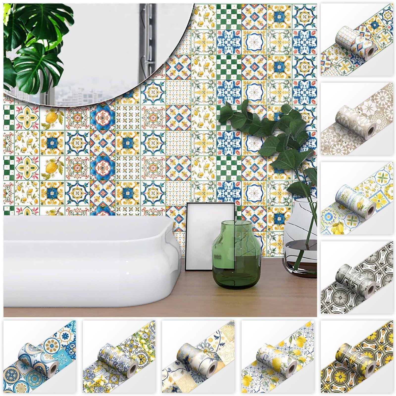 Genérico Cenefa Adhesiva de PVC para Pared - 20cm X 240cm, Papel Tapiz Autoadhesivo Impermeable y Extraíble para Cocina, Baño, Salón y Dormitorio