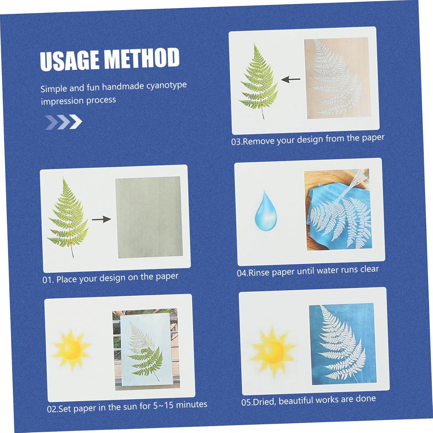 DOITOOL 1 Set Cyanotype Sun Print Paper DIY Printing Papers for Projects for Home Activities and Group Workshops